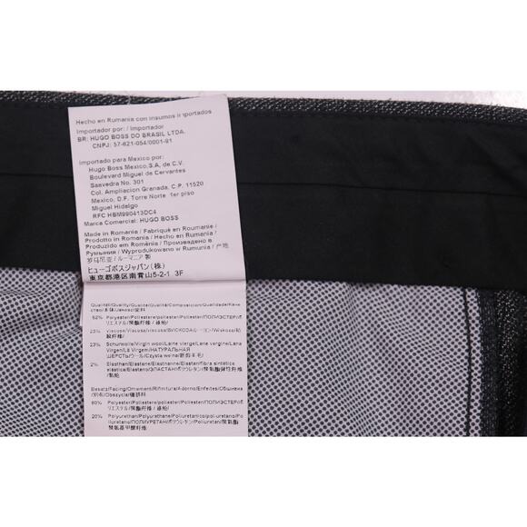 Hugo Boss Current Giro Gray Black Knit Woven Flat Front Wool Dress Pants 38x29 - Picture 8 of 8